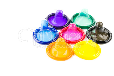 Condom colourful on white background