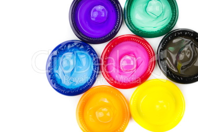 colorful condom on white background