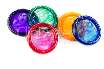 colorful condom on white background