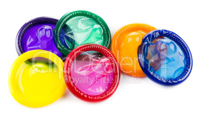 colorful condom on white background