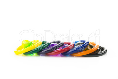 colorful condom on white background