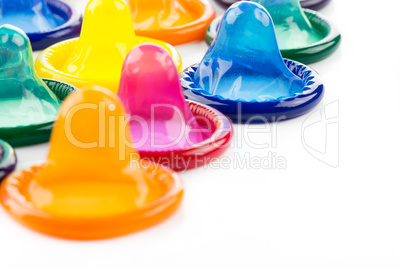 colorful condom on white background