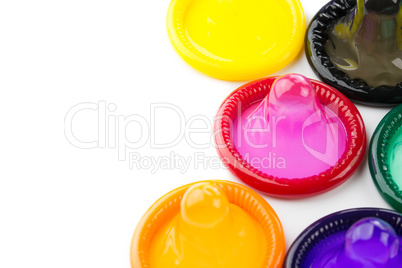 colorful condom on white background