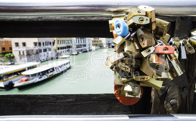 Padlocks of lovers placed on the bridge