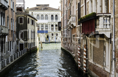 Ancient buildings in the channel in Venice.