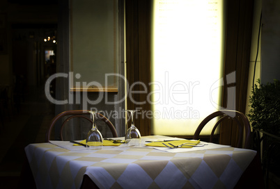 Table in an Italian restaurant.