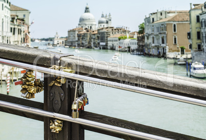 Padlocks of lovers placed on the bridge