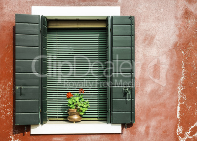 Venetian windows with flowers