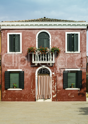 Bright red color house in Venice