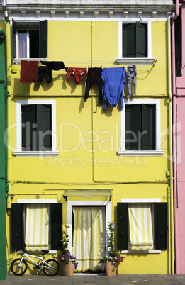 Bright yellow color house in Venice