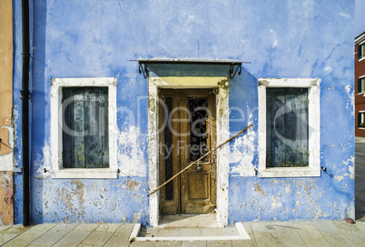 Bright blue color house in Venice