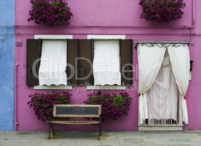 Bright pink color house in Venice