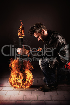 burning guitar