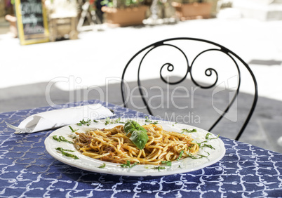 Plate with italian pasta