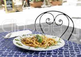 Plate with italian pasta
