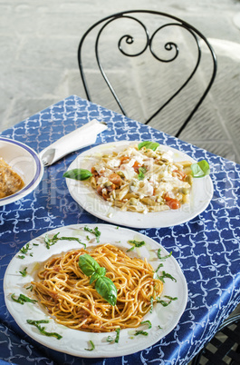 Plate with italian pasta