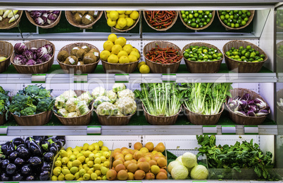 Fruits and vegetables on a supermarket