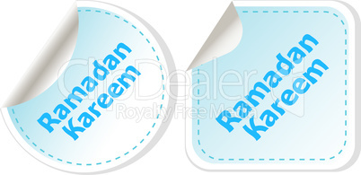 Arabic Islamic calligraphy of text Ramadan Kareem stickers label tag set isolated on white