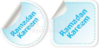 Arabic Islamic calligraphy of text Ramadan Kareem stickers label tag set isolated on white