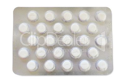 Einselne silberfarbene Tabletten Blisterpackung isoliert