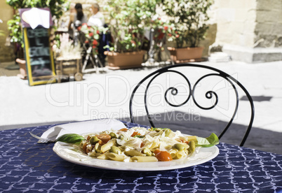 Plate with italian pasta