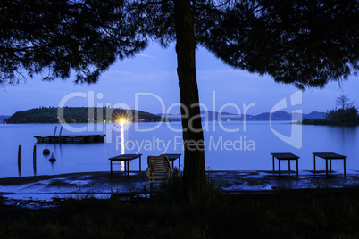 Morning on the shore of a mountain lake