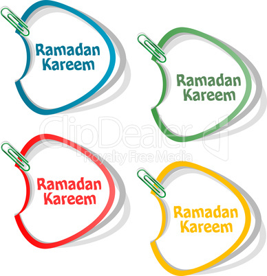 Arabic Islamic calligraphy of text Ramadan Kareem stickers label tag set