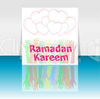 Creative poster, banner or flyer design with arabic islamic calligraphy of text Ramadan Kareem