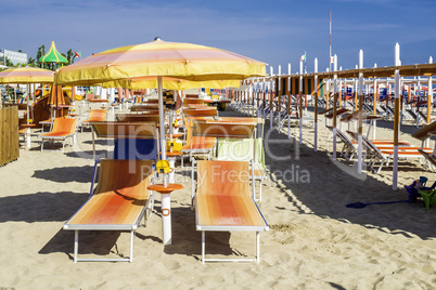 Sunbeds and umbrellas on the beach