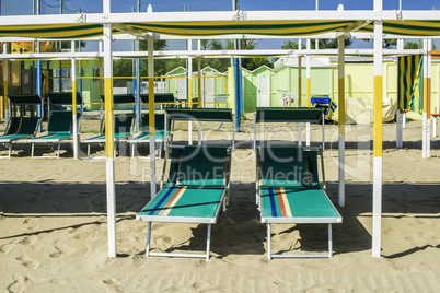 Sunbeds and umbrellas on the beach