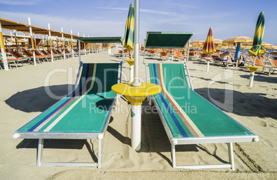 Sunbeds and umbrellas on the beach