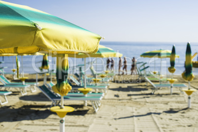 Sunbeds and umbrellas on the beach