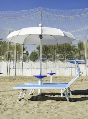 Sunbeds and umbrellas on the beach