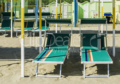 Sunbeds and umbrellas on the beach