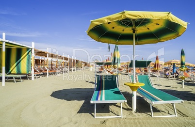 Sunbeds and umbrellas on the beach