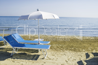 Sunbeds and umbrellas on the beach