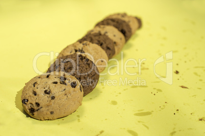 Biscuits on yellow background