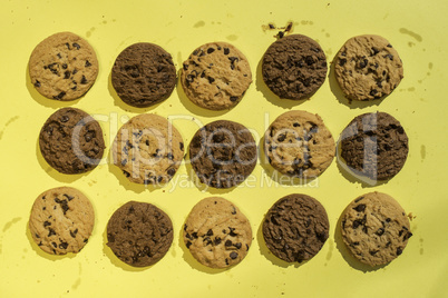 Biscuits on yellow background