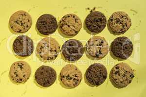 Biscuits on yellow background