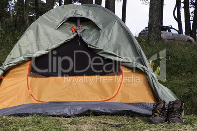 Tents in forest