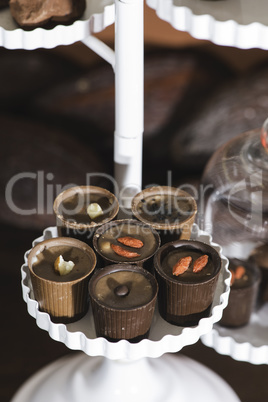 Chocolate bonbons in dish