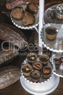 Chocolate bonbons in dish