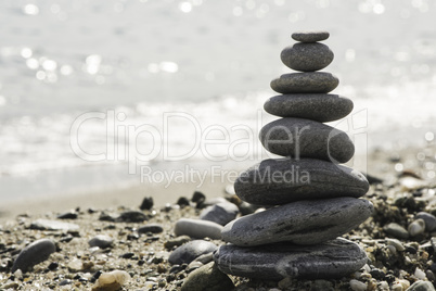 Stacked sea stones