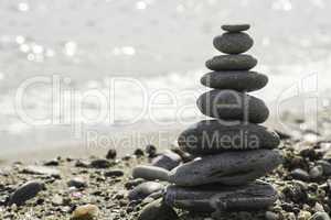 Stacked sea stones