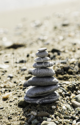 Stacked sea stones