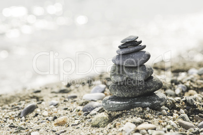 Stacked sea stones