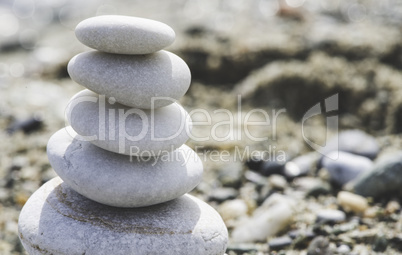 Stacked sea stones