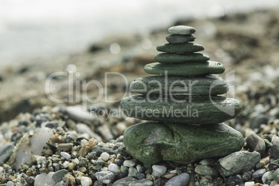 Stacked sea stones