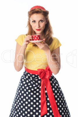 Pin up Girl mit Tasse Kaffee