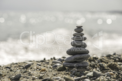 Stacked sea stones